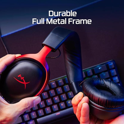 HyperX Cloud III – Wired Gaming Headset, PC, PS5, Xbox Series X|S, Angled 53mm Drivers, Spatial Audio, Memory Foam, Durable Frame, Ultra-Clear 10mm Mic, USB-C, USB-A, 3.5mm – Black/Red