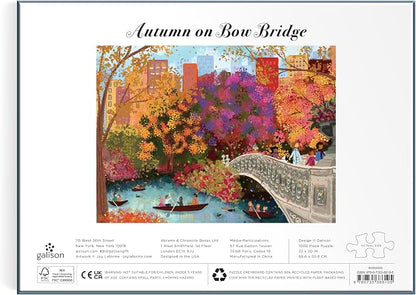 Galison Autumn On Bow Bridge – 1000 Piece Joy Laforme Jigsaw Puzzle Featuring Beautiful Artwork of Central Park Bow Bridge During Fall