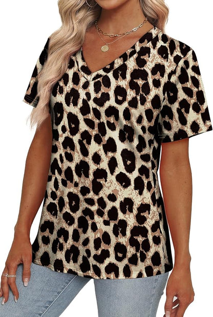 Alaroo Womens Summer Tops 2026 V Neck Short Sleeve Shirts Trendy Dressy Casual Vacation Outfits Printed
