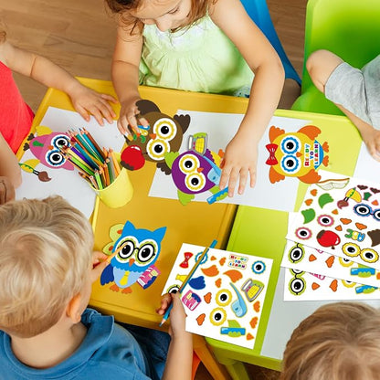 30 PCS Back to School Crafts First Day of School Owl Sticker Craft Kits for Preschool Kids Colorful DIY Bulk Owls Themed Bulletin Board Cutouts Classroom Game Activities Party Favors
