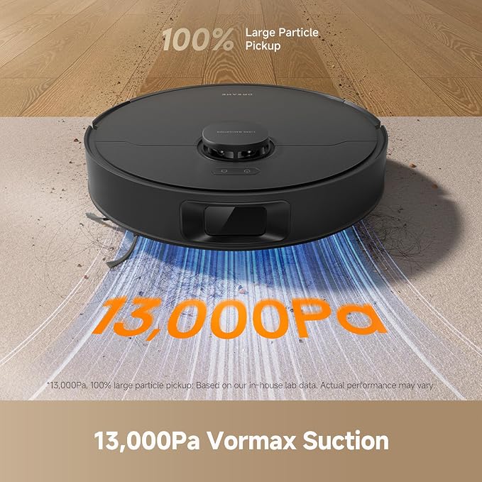 dreame D20 Plus Robot Vacuum and Mop, Detangling DuoBrush for Pet Hair | 13,000Pa Suction, Self-Emptying with 5L Dust Bag, LDS Mapping, App & Voice Control, Ideal for Hard Floors & Carpets