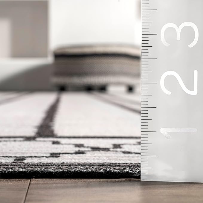 nuLOOM Elsy Modern Tribal Machine Washable Ultra Thin Area Rug, 5' x 8', Ivory
