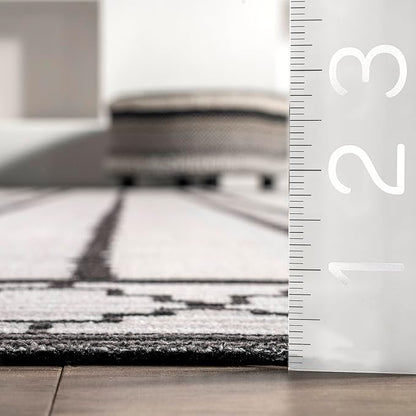 nuLOOM Elsy Modern Tribal Machine Washable Ultra Thin Area Rug, 5' x 8', Ivory