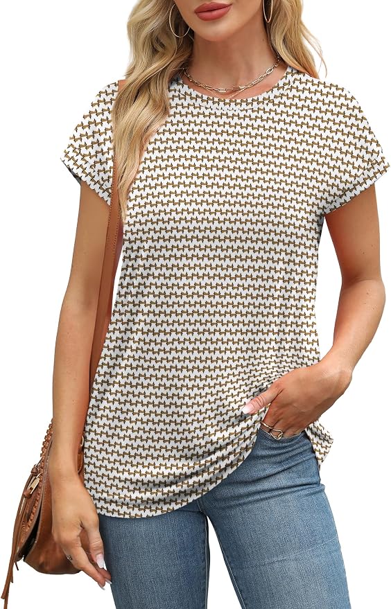 Alaroo Womens Summer Tops Short Sleeve Shirts Crew Neck Tshirt Cute Trendy Tunic Blouses (S-3XL)
