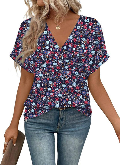 T Shirts Short Sleeve V Neck Tees Womens Tops Beach Vacation Fashion Clothes 2026 Casual Summer Spring Fall Outfits