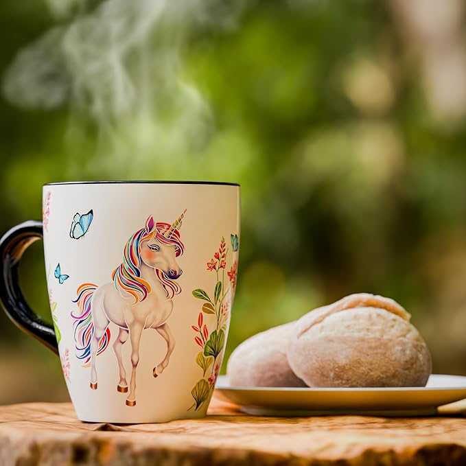 Color Changing Unicorn Coffee Mug 12oz – Heat Sensitive Ceramic Cup with Floral Reveal – Unicorn Gifts for Women, Unique Coffee Mugs, Christmas Holiday Gift, Perfect for Coffee, Tea or Cocoa