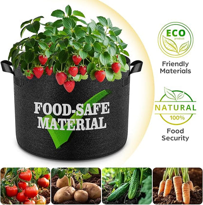 10 Pack 2 Gallon Grow Bags, Thickened Nonwoven Fabric Planter Pots with Handles, Heavy Duty 300G Garden Pots for Tomato, Potato and Vegetable