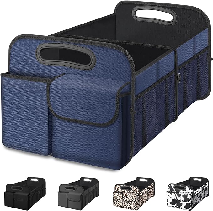 Femuar Car Trunk Organizer, Collapsible, Waterproof, Non-Slip, Blue, 52L, 5 Compartments, Rectangular, Portable, Practical/Functional