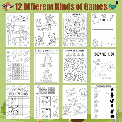 Dvbonike 24Pcs Woodland Animals Activity Books for Kids Forest Creatures Mini Fun Games Coloring Book in Bulk Wild Party Favors Goodie Bags Stuffers for Birthday Classroom School Rewards Supplies