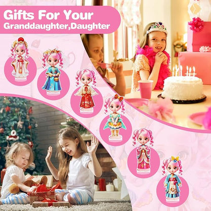 PainZieteg Magnetic Dress Up Dolls,Paper Dolls for Girls Ages 4-10,DIY Princess Magnetic Dress-Up Doll Pretend Play Set, Great for Girl Birthday (Liz)