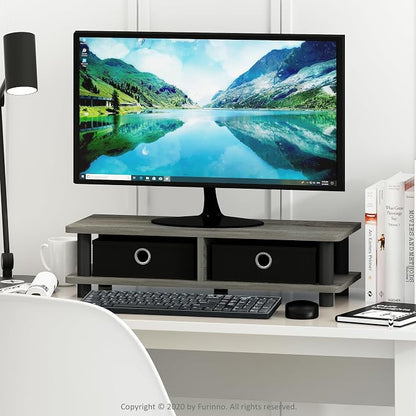 FURINNO Turn-N-Tube Monitor Stand, French Oak Grey/Black