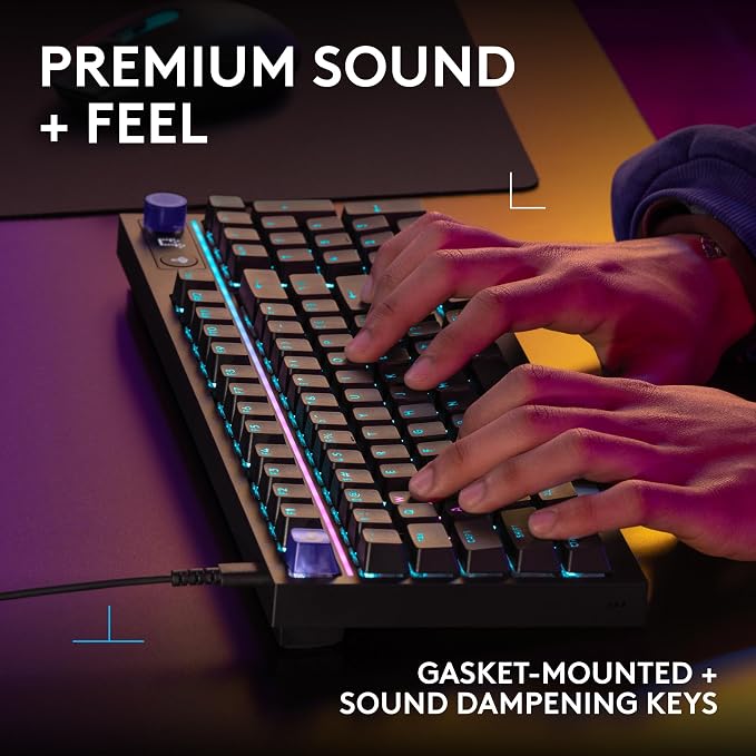 Logitech G316 X 98 Mechanical Gaming Keyboard (Tactile) - Black | Hot-Swappable Tactile Mechanical Switches, Gasket Design, PBT Keycaps, <8Khz, LIGHTSYNC RGB, Dot-Matxix LED Display, USB-C