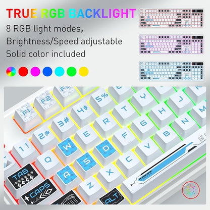 Redragon K526 PRO Wireless RGB Membrane Gaming Keyboard, LED Screen & Knob | See Battery, Mode & Time at a Glance, 0-Delay Tri-Mode, One-Touch Backlit & Media Adjust, 26-Key Anti-Ghost for Combo-Strike