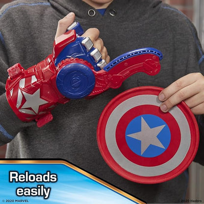 Marvel Nerf Power Moves Avengers Captain America Shield Sling Disc-Launching Toy for Kids Roleplay, Toys for Ages 5 and Up (Amazon Exclusive)