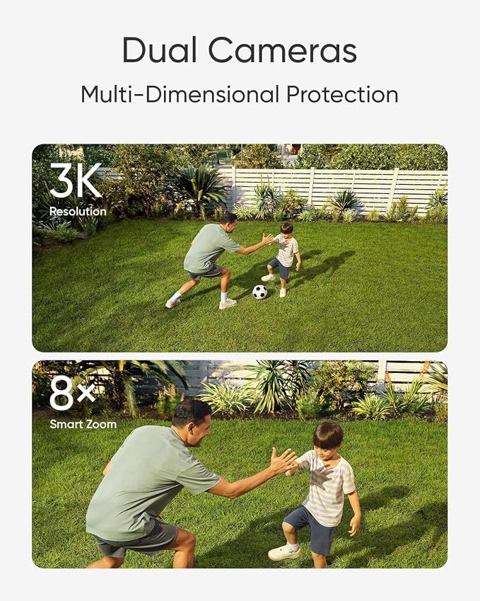 eufy Floodlight Camera E340(with AC Cable),Security Camera Outdoor, 360° PTZ, 24/7 Recording, 2.4G/5G Wi-Fi, 2000 LM, Motion Detection, Built-in Siren, Dual Cam, HB3 Compatible, No Monthly Fee
