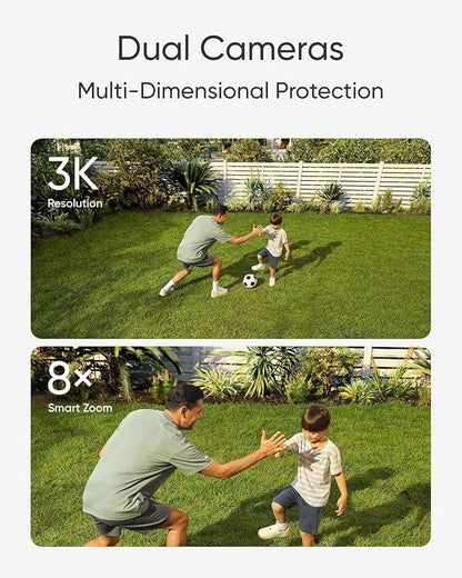 eufy Floodlight Camera E340(with AC Cable),Security Camera Outdoor, 360° PTZ, 24/7 Recording, 2.4G/5G Wi-Fi, 2000 LM, Motion Detection, Built-in Siren, Dual Cam, HB3 Compatible, No Monthly Fee