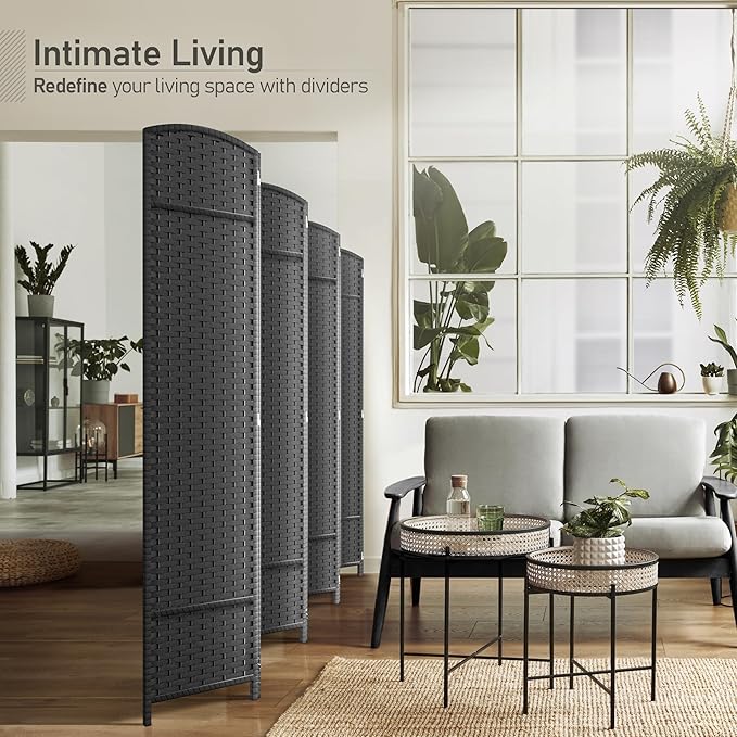 Sorbus 8 Panel Room Divider 6 ft. Tall - Privacy Screen, Extra Wide Double Hinged Panels, Mesh Hand-Woven Design, Partition Room Dividers and Folding Privacy Screens, Wall Divider for Room Separation