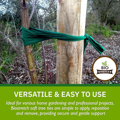 Extra Wide Soft Tree Ties - Strong & Stretchy Support for Large Plants & Young Trees - Cut-to-Length Green Garden Tape for Home & Professional Gardening (52 ft / 16M)