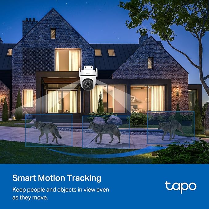 TP-Link Tapo 2K QHD Outdoor Pan/Tilt Wi-Fi Security Camera, 360° View, Motion Tracking, Color Night Vision, Free Person/Vehicle/Motion Detection, Cloud & SD Card Storage, 24/7 Recording, Tapo C520WS…
