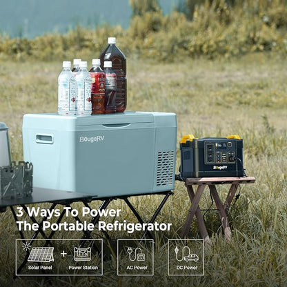 BougeRV Green 23Quart Portable Refrigerator, 12 Volt Fridge 22L, Portable Freezer Compressor Cooler 12/24V DC 110~240 Volt AC for Truck Van RV Camper -8℉~50℉
