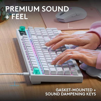 Logitech G316 X 98 MechanicalGaming Keyboard (Tactile) - White | Hot-Swappable Tactile Mechanical Switches, Gasket Design, PBT Keycaps, <8Khz, LIGHTSYNC RGB, Dot-Matxix LED Display, USB-C