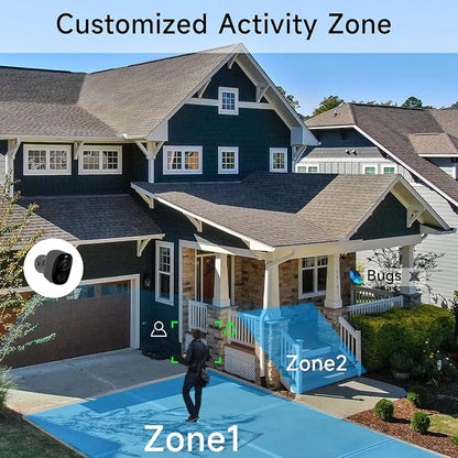 4Pack 5G/2.4G WiFi Security Cameras, 2K Security Cameras Wireless Outdoor Battery Powered with AI Motion Detection Siren Alarm, Color Night Vision, 2-Way Talk, IP65 Waterproof, Works w/Alexa, Cloud/SD