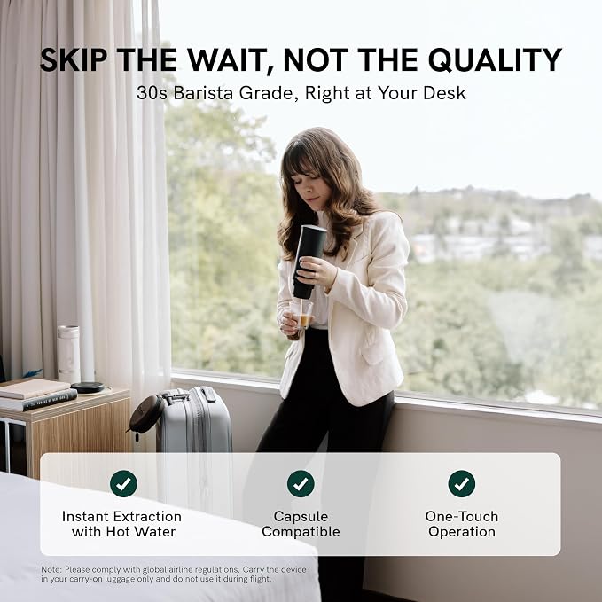 OutIn Nano Portable Electric Espresso Machine, Travel Coffee Maker | Self-Heating USB-C Car Coffee Maker for Ground Coffee & NS Capsules, Ideal for Camping, RV, Hiking and Office, Teal