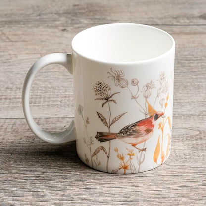 Maison d' Hermine Coffee Mug with Handles Tea Cups (15 Ounce, Pack of 1) | Fine Bone China Coffee Mugs for Hot Beverages Cappuccino Latte Home Spring Summer -Meadow Florals - Beige - Meadow Morning