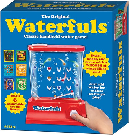 Playmonster Original Waterfuls Classic Handheld Water Games – Kids Games, Retro Travel Games, Fidget Toys for Kids, Autism Toys, 6 Interchangeable Back Panels, Screen Free Play, Portable, Ages 3+