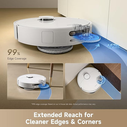 dreame D30 Ultra Robot Vacuum and Mop, All-in-One Base Station | 25,000Pa Powerful Suction, 100-Days Auto-Empty, MopExtend Tech for Edge Cleaning, Smart Obstacle Avoidance, White
