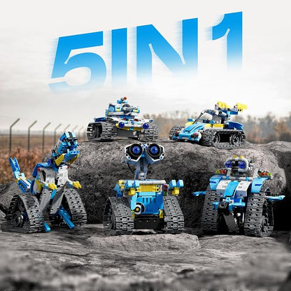Mibido Robot Building Kit with Remote Control STEM Gifts for Kids Boys Ages 8-14, Technic Coding Robotic Toys for Teen‘s Birthday, Build 5in1 Models with 488 Pieces