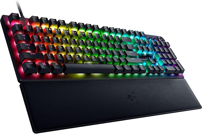 Razer Huntsman V3 Pro Esports Gaming Keyboard, Black | Analog Optical Switches, Snap Tap, Rapid Trigger, Adjustable Actuation, Media Keys & Dial, Doubleshot PBT Keycaps, Wrist Rest