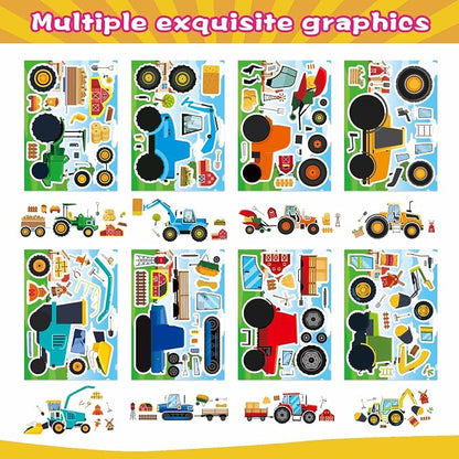 24 Sheets 8''×6'' Make Your Own Farm Tractor Stickers for Toddlers Kids Party Favors, Make a Face Sticker, Fall Autumn Stickers for Kids Farm Themed Birthday Party Favors Supplies Crafts (8 Designs)
