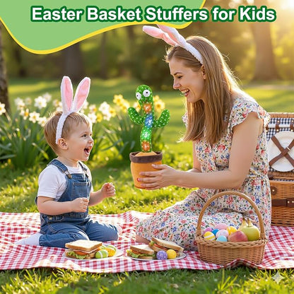 Ayeboovi Dancing Talking Cactus Baby Toys Interactive Toy Repeating Records What You Say Volume Adjustable Singing Cactus Toddler Games with 120 Songs Easter Basket Stuffers for Kids