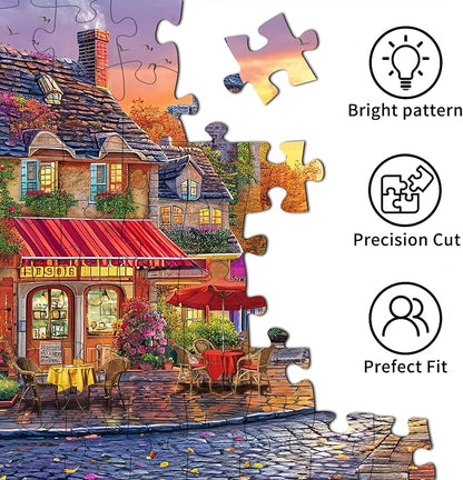 Puzzles for Adults 1000 Pieces,The Streets of Autumn Jigsaw Puzzle with 1:1 HD Poster, Perfect Interlocking No Dust, Stress Relief Ideal Gift for Family Games
