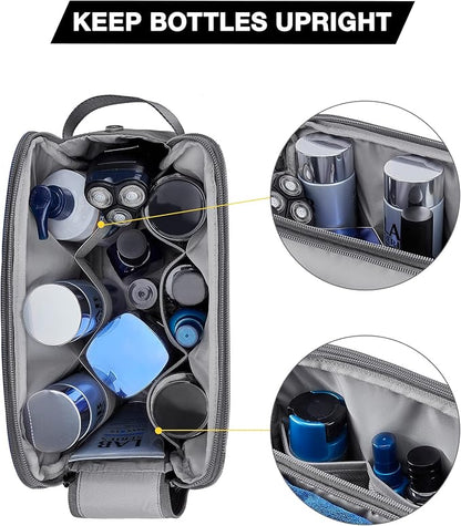 BAGSMART Toiletry Bag for Men, Travel Toiletry Organizer Dopp Kit Water-resistant Shaving Bag for Toiletries Accessories, Door Room Essentials,Grey-large