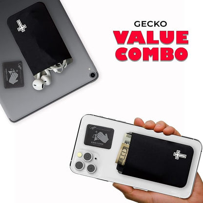 Phone Wallet - Adhesive Card Holder - Cell Phone Pouch - Stick on Lycra Pocket by Gecko - Carry Credit Cards and Cash