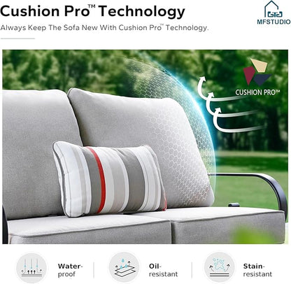 MFSTUDIO Patio Furniture Set, 2 Seat Outdoor Sectional Sofa Conversation Set, Woven Rattan Patio Couch for Backyard, Garden, Deck