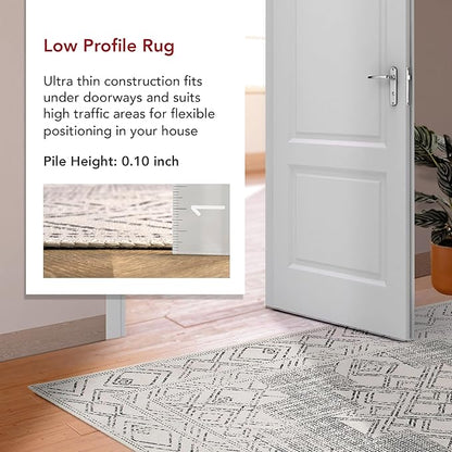nuLOOM Mia Machine Washable Geometric Medallion Runner Rug, 2' 6" x 8', Light Grey, Rectangular