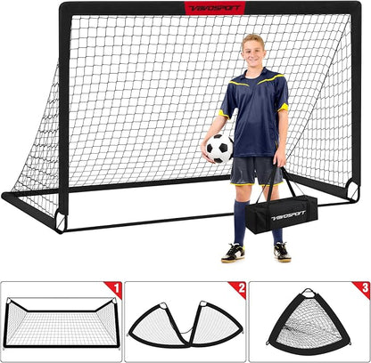 Kids Soccer Goals for Backyard Set - 2 of 4' x 3' Portable Soccer Goal Training Equipment, Pop Up Toddler Soccer Net with Soccer Ball, Soccer Set for Kids and Youth Outdoor Games, Sports, Play