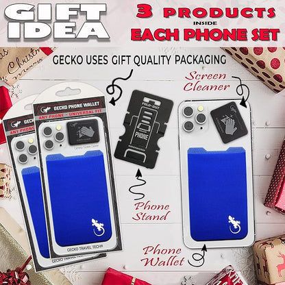 Phone Wallet - Adhesive Card Holder - Cell Phone Pouch - Stick on Lycra Pocket by Gecko - Carry Credit Cards and Cash