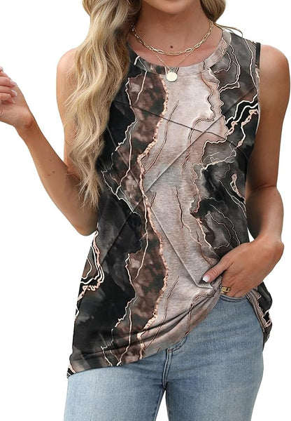 WIHOLL Women's Sleeveless Summer Crewneck Loose Fit Tank Tops