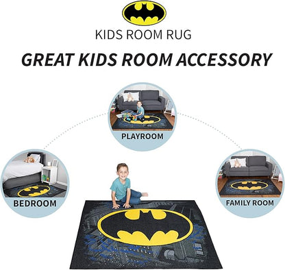 Franco Kids Room Non Slip Area Rug, 69 in x 52 in, Batman