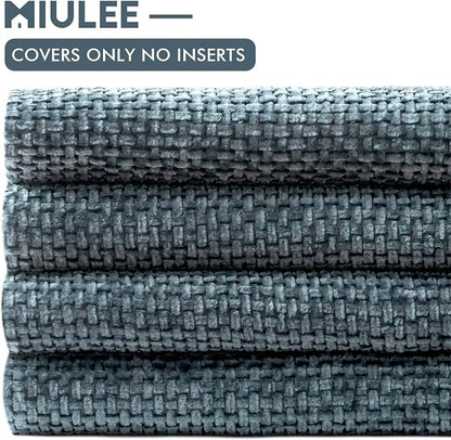 MIULEE Pack of 4 Couch Throw Pillow Covers 18x18 Inch Navy Blue Soft Decorative Chenille Pillow Covers Farmhouse Accent Cushion Covers for Boho Home Decor Sofa Bedroom Living Room