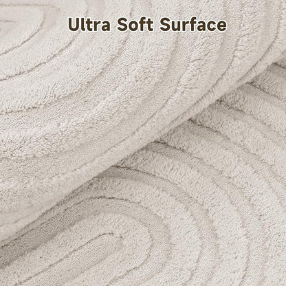 Pauwer 3x6 Washable Area Rugs for Living Room Modern Beige Solid Color Soft Fluffy Rugs for Bedroom Non Slip Boho Accent Indoor Mat Floor Carpet Cover for Kids Dining Room Kitchen Office