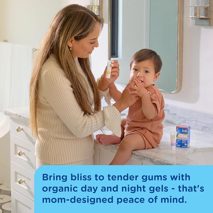 Mommy's Bliss Organic Little Gums Soothing Massage Gel Day and Night Combo, Great for Teething Babies, Age 2 Months+, Sugar Free, Mild & Sweet Flavor, 2 - 0.53 Oz Tubes (Pack of 1)