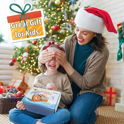 Yelakey Wooden Noah's Ark Toy Baptism Gifts for 1 2 3 4 Years Old Baby Boy and Girl Montessori Educational Toy for Toddlers with Bible Story Animal Shape Sorter