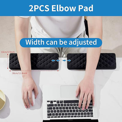 MEKASS L-Shaped Desk Elbow Pad for Desk, Memory Foam Elbow Support Padding with Non-Slip, 2-Piece Ergonomic Desk Edge Cushion, Wrist Comfort Support for Office Home (Diamond Black)
