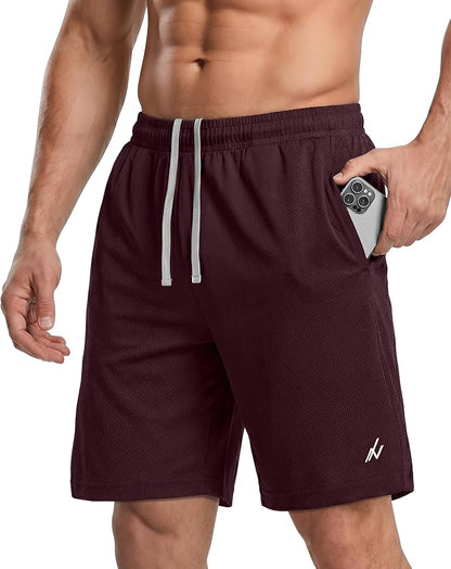 Quick Dry Knit Men's Athletic Shorts Loose-Fit Running Workout Gym Shorts