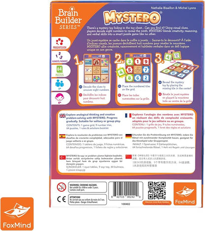 FoxMind Games Mystero – Multi-Level BrainTeaser Puzzles for Kids Ages 4+, STEM Game Develops Math, Logic & Reasoning Skills, 64 Progressive Challenges (Brain Builder Series)